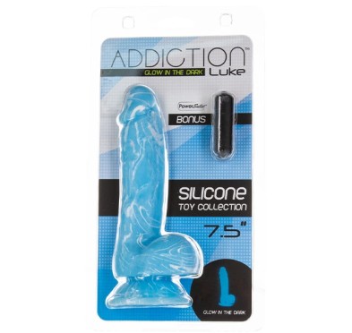 Dildo - Addiction Luke Dong 19 cm Glow in the Dark Blue